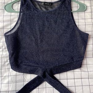 sparkly mesh cross body crop top